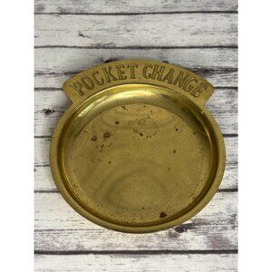 Vintage 6” Brass Pocket Change Dish Bowl Tray Jewelry Keys Coins